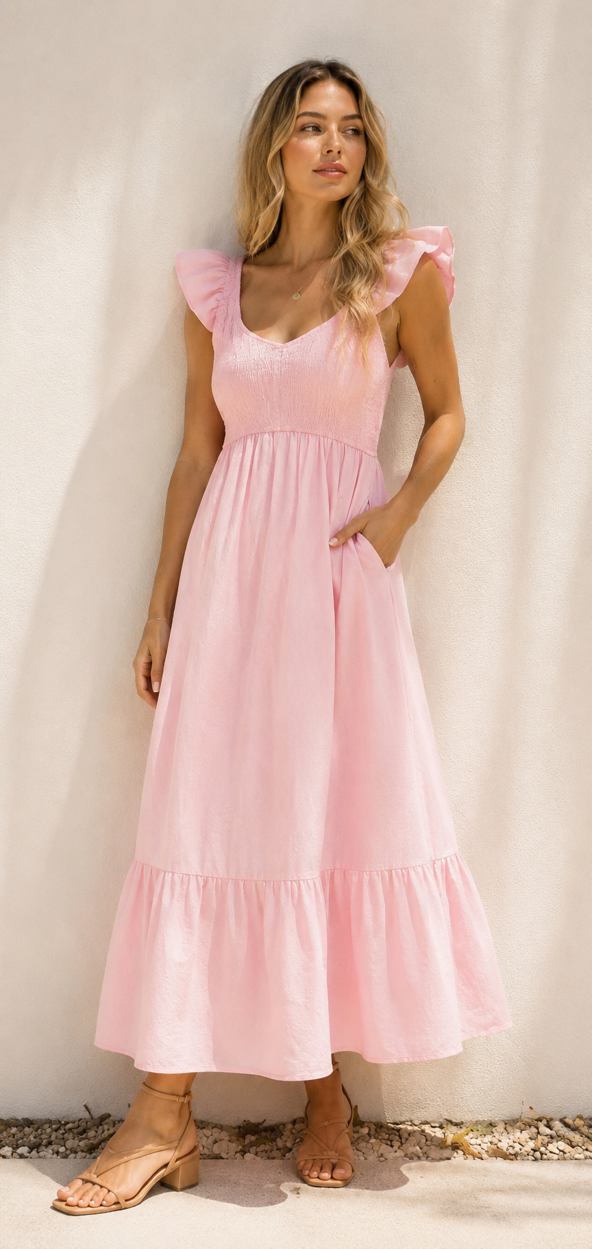 Emilia Smocked Maxi Dress Naturally Beautiful. Effortlessly Comfortable.