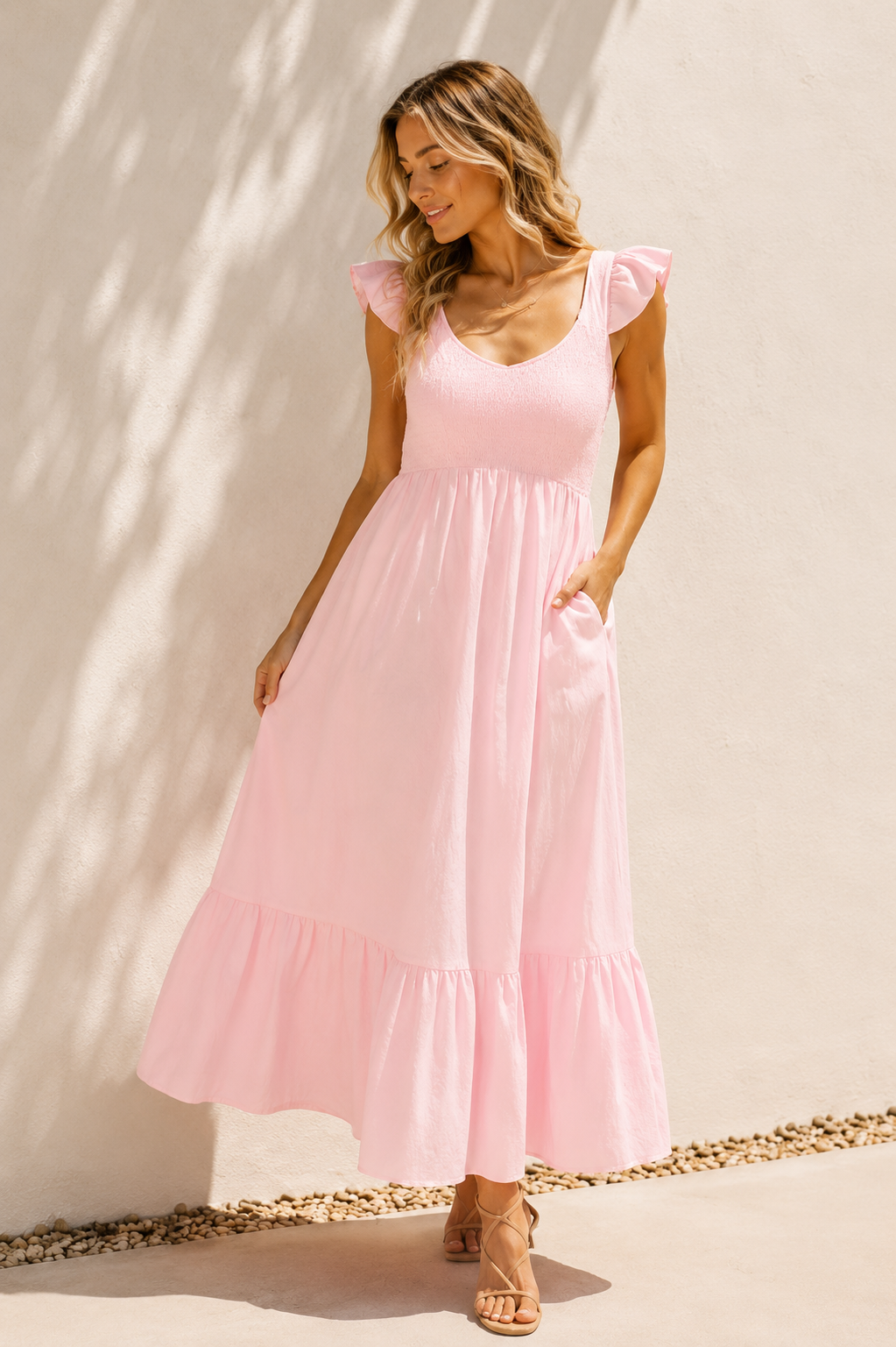 Emilia Smocked Maxi Dress Naturally Beautiful. Effortlessly Comfortable.