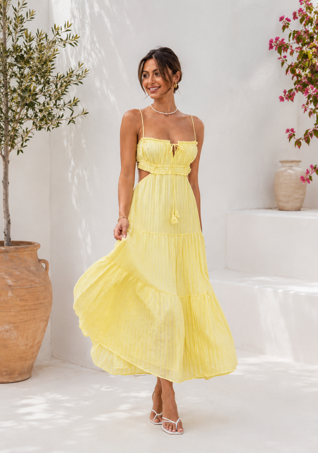 Amalfi Breeze Backless Maxi Dress